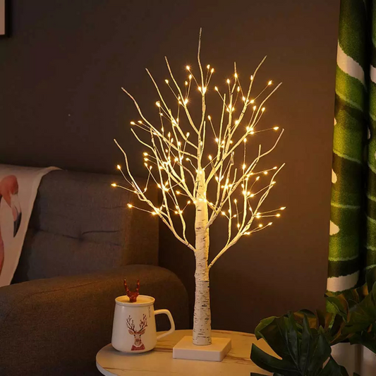 LED Birkenbaum Tischlampe – Warmweißes LED-Lichterbaum, Deko Baum für Wohnzimmer, Weihnachten & Festliche Stimmung