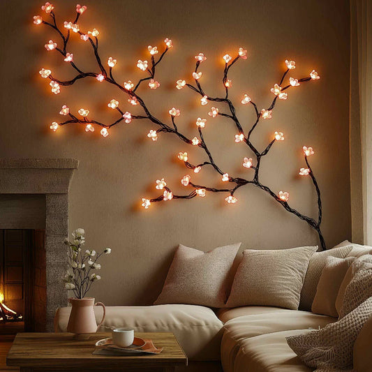 LED Kirschblüten Lichterkette für Wanddeko – Warmweiß – Romantische LED Beleuchtung für Schlafzimmer & Wohnzimmer