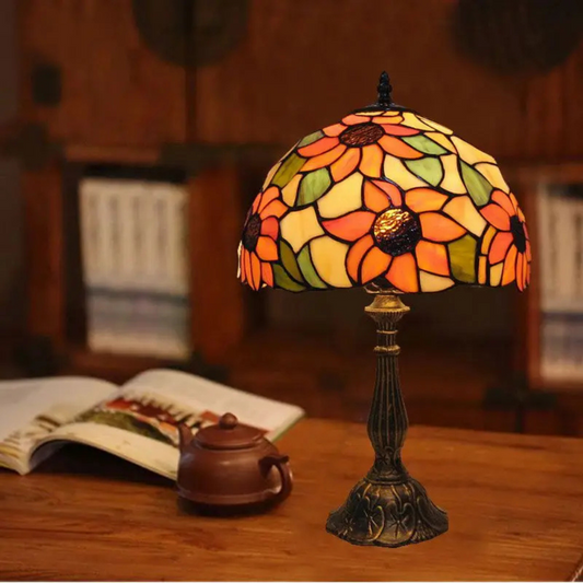 Tiffany Tischlampe – Vintage Glaslampe im Jugendstil | Deko Tischleuchte für Wohnzimmer, Schlafzimmer & Büro