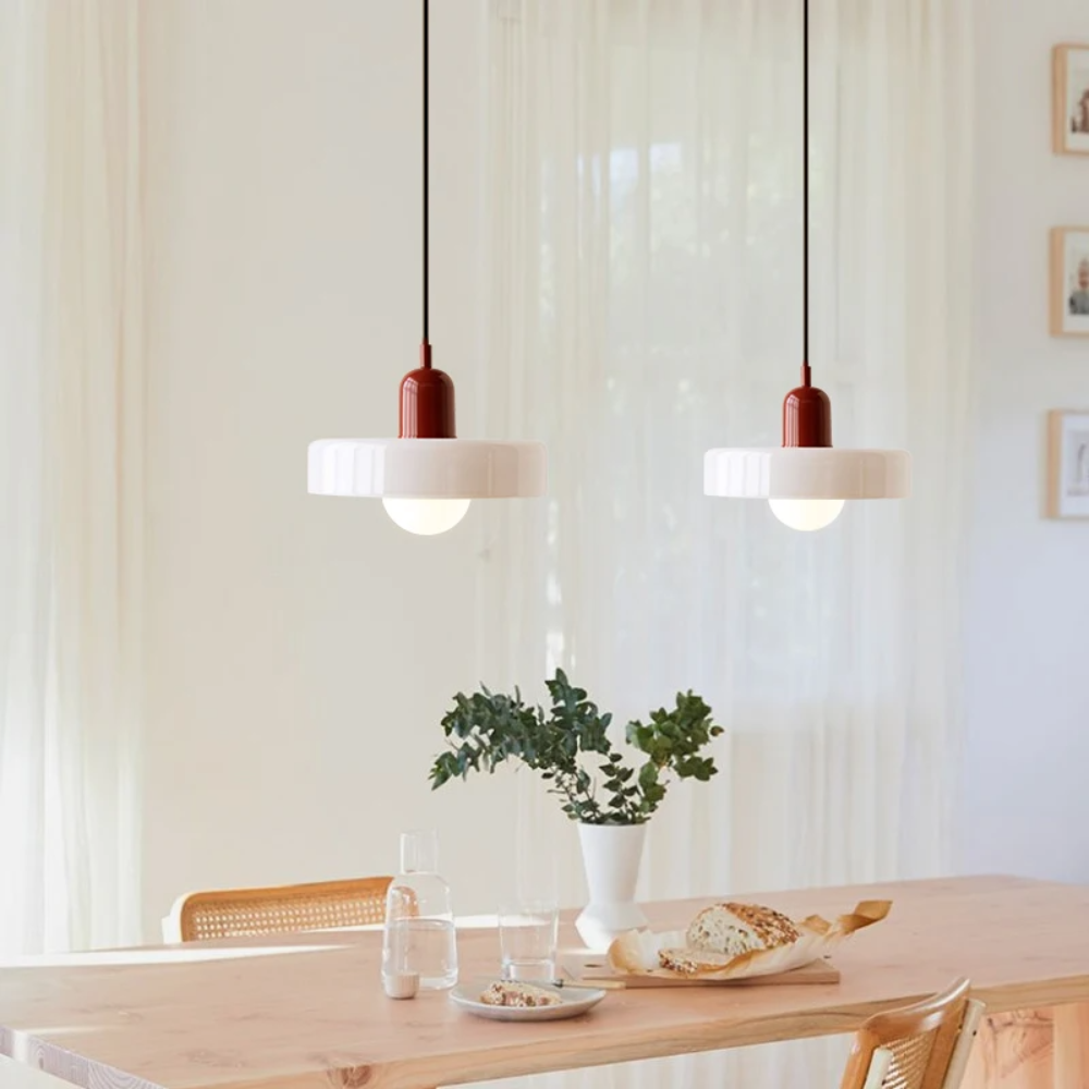 Nordische Retro Pendelleuchte aus Glas – E27 Hängelampe für Wohnzimmer, Esszimmer & Küche | Moderne Vintage Beleuchtung