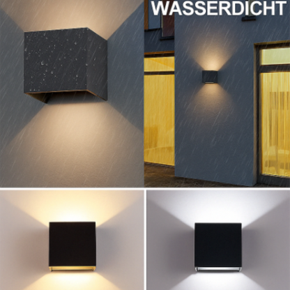 LED Wandleuchte Außen & Innen – Up & Down Wandlampe Schwarz Aluminium, 2700K Warmweiß, Moderne Außenwandleuchte
