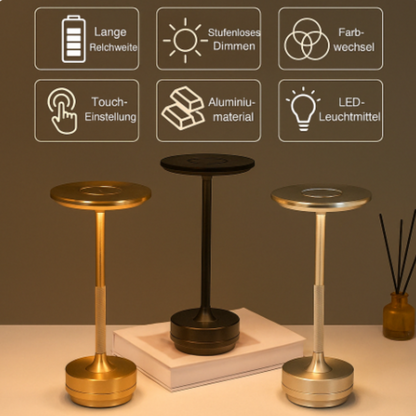 Kabellose LED Tischlampe mit Akku – Tragbare Designlampe mit Touch-Dimmer und USB-C fürs Wohnzimmer & Schlafzimmer