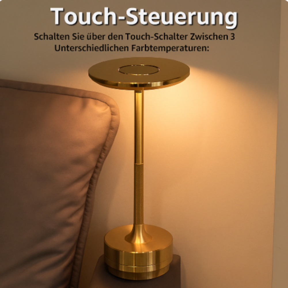 Kabellose LED Tischlampe mit Akku – Tragbare Designlampe mit Touch-Dimmer und USB-C fürs Wohnzimmer & Schlafzimmer
