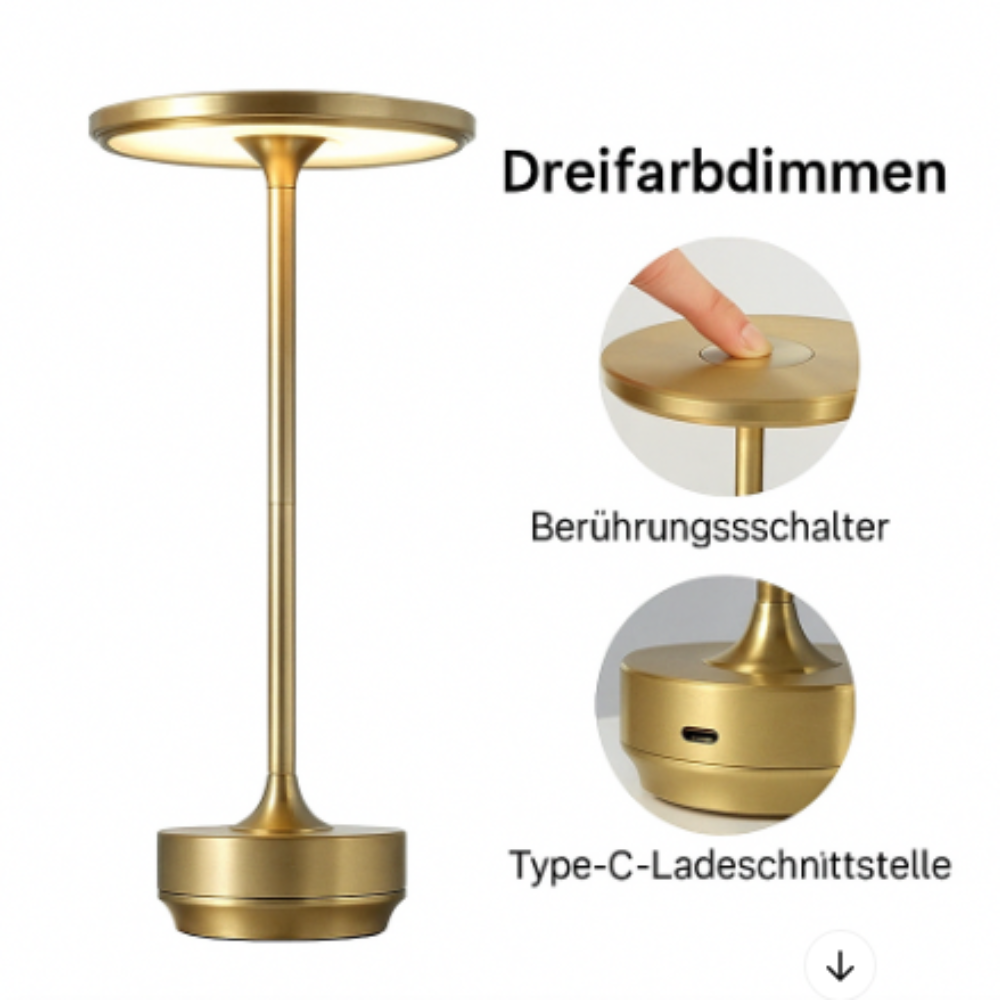 Kabellose LED Tischlampe mit Akku – Tragbare Designlampe mit Touch-Dimmer und USB-C fürs Wohnzimmer & Schlafzimmer