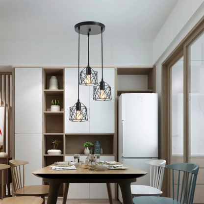 3-flammige Pendelleuchte Industrial Design – Vintage Deckenlampe aus Metall | E27 Retro Hängelampe für Wohnzimmer, Küche & Esszimmer