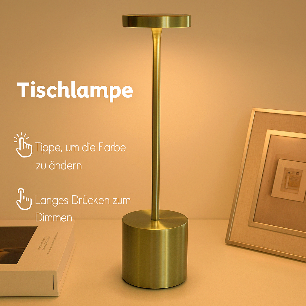 Kabellose LED Tischlampe mit Akku – Dimmbare USB-C Designlampe für Wohnzimmer, Schlafzimmer & Restaurant