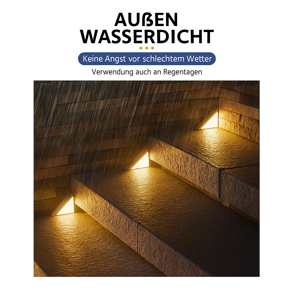 Solar Treppenlicht Außen LED – Wasserdichte Solar Stufenleuchte für Garten, Terrasse & Wege – Automatische Außenbeleuchtung mit Sensor