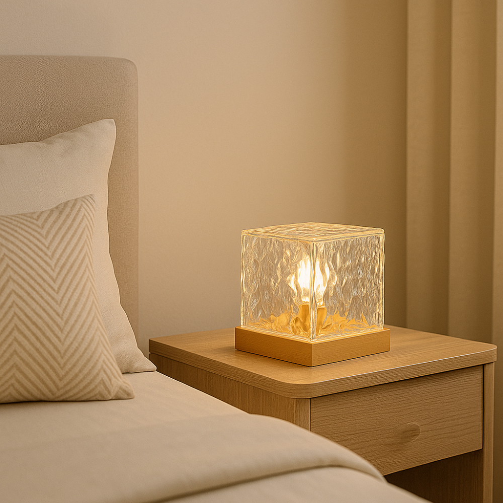 LED Glas Tischlampe – Designer Deko Lampe mit warmem Ambientelicht für Wohnzimmer & Schlafzimmer