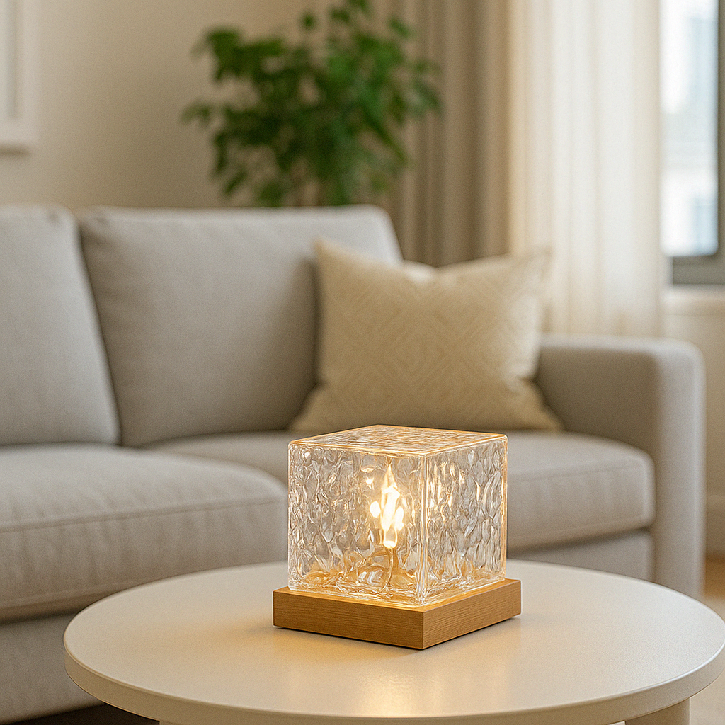 LED Glas Tischlampe – Designer Deko Lampe mit warmem Ambientelicht für Wohnzimmer & Schlafzimmer
