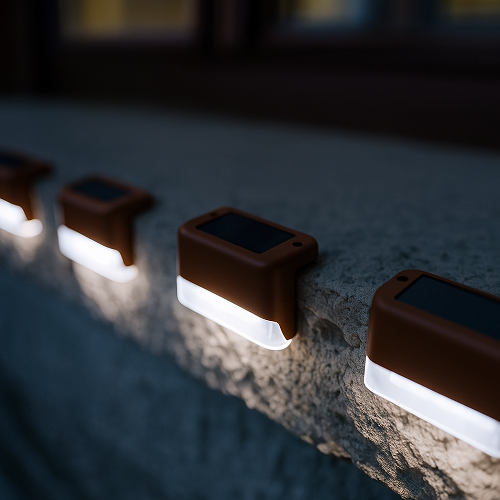 NooraLite | Solar LED Stufenlicht Außen – Treppenbeleuchtung Solar Warmweiß / Kaltweiß – Wetterfeste Garten & Wegbeleuchtung ohne Kabel