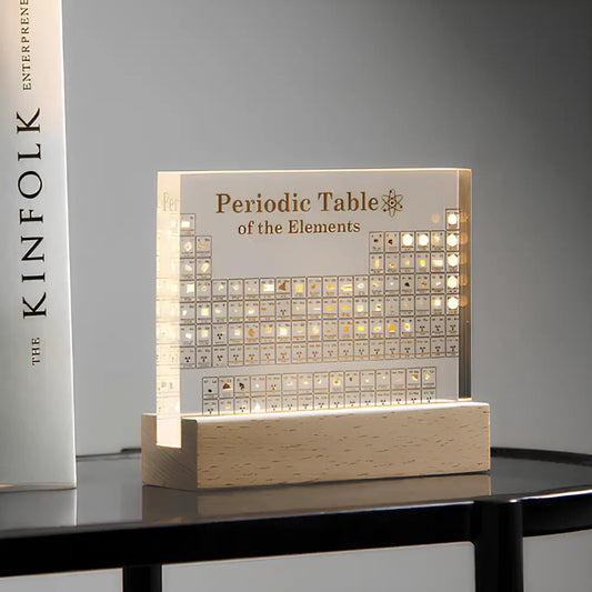 Periodensystem Lampe mit echten Elementen – LED Tischlampe Chemie Geschenk & Dekoration aus Acryl