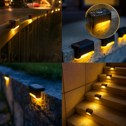 NooraLite | Solar LED Stufenlicht Außen – Treppenbeleuchtung Solar Warmweiß / Kaltweiß – Wetterfeste Garten & Wegbeleuchtung ohne Kabel