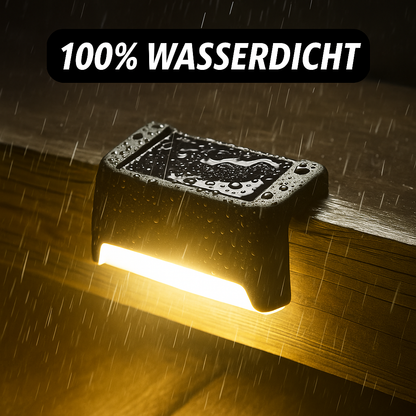 NooraLite | Solar LED Stufenlicht Außen – Treppenbeleuchtung Solar Warmweiß / Kaltweiß – Wetterfeste Garten & Wegbeleuchtung ohne Kabel