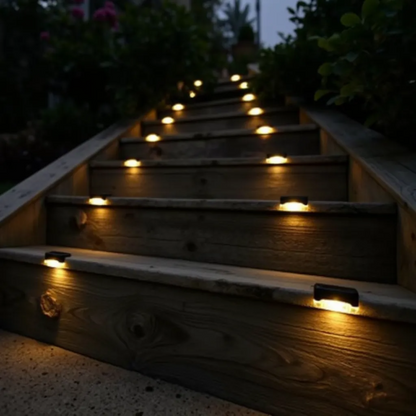 NooraLite | Solar LED Stufenlicht Außen – Treppenbeleuchtung Solar Warmweiß / Kaltweiß – Wetterfeste Garten & Wegbeleuchtung ohne Kabel