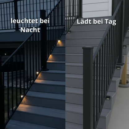 NooraLite | Solar LED Stufenlicht Außen – Treppenbeleuchtung Solar Warmweiß / Kaltweiß – Wetterfeste Garten & Wegbeleuchtung ohne Kabel