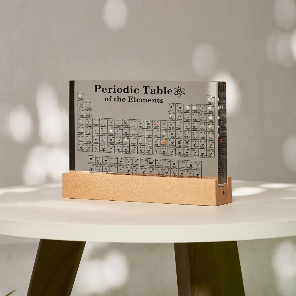 Periodensystem Lampe mit echten Elementen – LED Tischlampe Chemie Geschenk & Dekoration aus Acryl