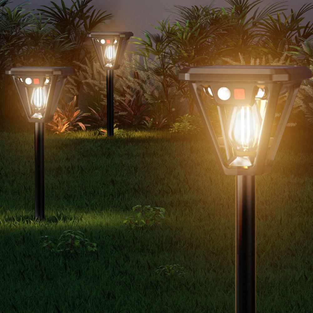 Solar LED Außenleuchte mit Bewegungsmelder – Wasserdichte Gartenlampe mit Erdspieß & Wandhalterung, Solar Wandleuchte für Garten, Weg & Terrasse