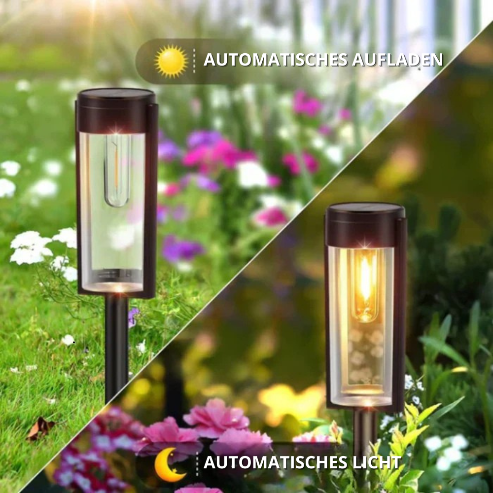 Solar Gartenleuchte LED Außen – Warmweißes Solarlicht für Garten & Wegbeleuchtung – Automatisches Ein/Aus, Wasserdicht, Solar Stecklampe für Outdoor