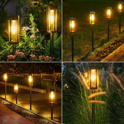 Solar Gartenleuchte LED Außen – Warmweißes Solarlicht für Garten & Wegbeleuchtung – Automatisches Ein/Aus, Wasserdicht, Solar Stecklampe für Outdoor