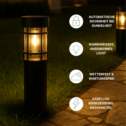 Solar LED Gartenleuchte – warme Außenbeleuchtung für Wege & Terrasse, wetterfest