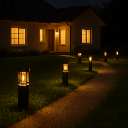 Solar LED Gartenleuchte – warme Außenbeleuchtung für Wege & Terrasse, wetterfest