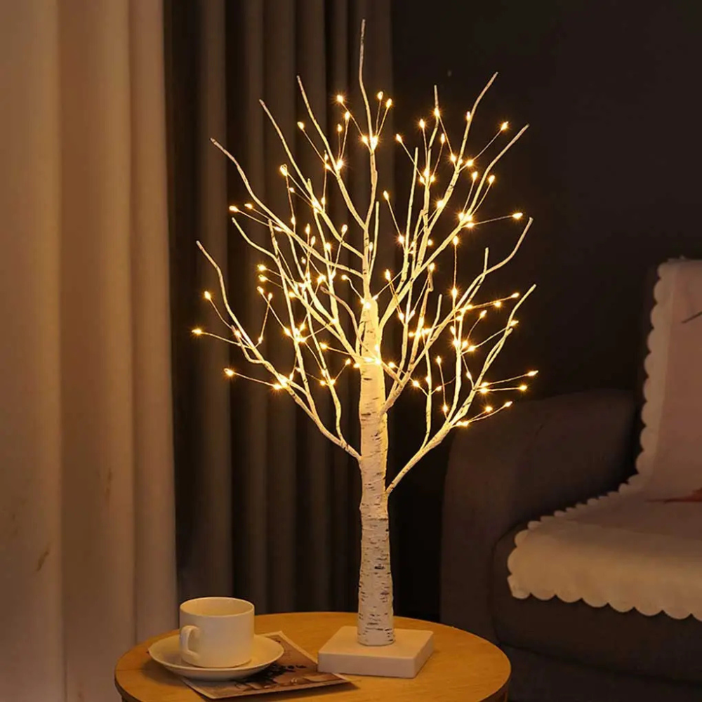 LED Birkenbaum Tischlampe – Warmweißes LED-Lichterbaum, Deko Baum für Wohnzimmer, Weihnachten & Festliche Stimmung