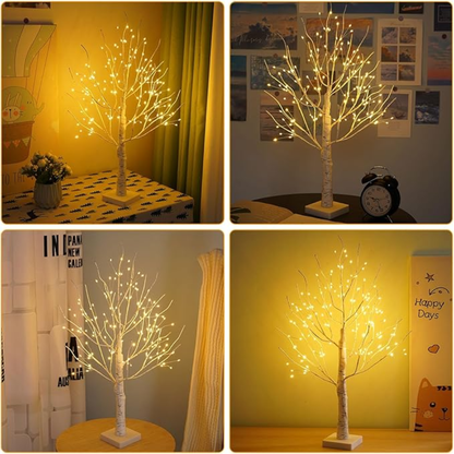 LED Birkenbaum Tischlampe – Warmweißes LED-Lichterbaum, Deko Baum für Wohnzimmer, Weihnachten & Festliche Stimmung