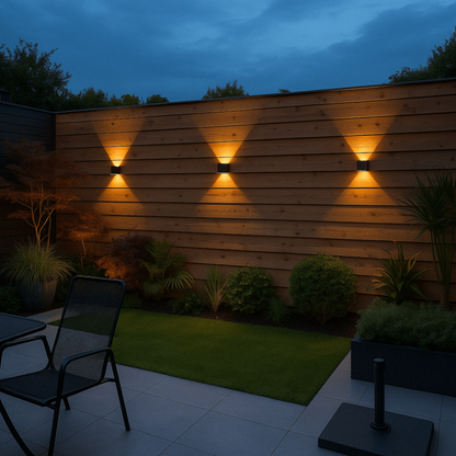 Solar Wandleuchte Außen – Kabellose LED Solar Lampe für Garten & Terrasse – Energiesparende Außenbeleuchtung mit Solarpanel