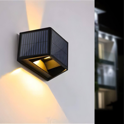 Solar Wandleuchte Außen – Kabellose LED Solar Lampe für Garten & Terrasse – Energiesparende Außenbeleuchtung mit Solarpanel