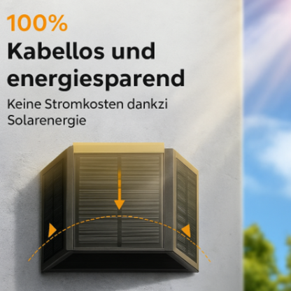 Solar Wandleuchte Außen – Kabellose LED Solar Lampe für Garten & Terrasse – Energiesparende Außenbeleuchtung mit Solarpanel