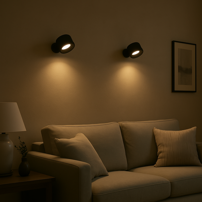 Kabellose LED Wandleuchte – Wiederaufladbar, Dimmbar, 360° Drehbar, Magnetische Wandlampe für Innenräume