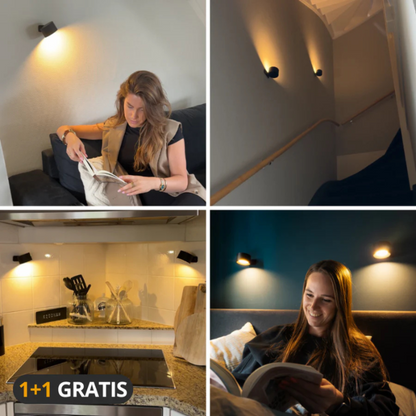 Kabellose LED Wandleuchte – Wiederaufladbar, Dimmbar, 360° Drehbar, Magnetische Wandlampe für Innenräume