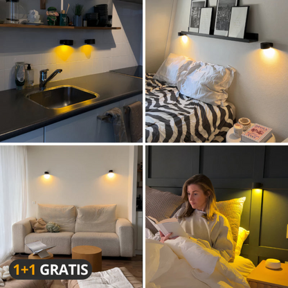 Kabellose LED Wandleuchte – Wiederaufladbar, Dimmbar, 360° Drehbar, Magnetische Wandlampe für Innenräume