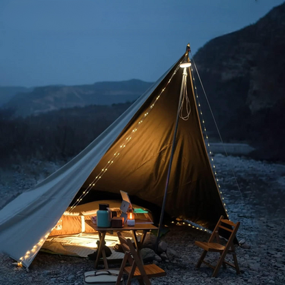 Solar LED Lichterkette Outdoor – Wiederaufladbare Gartenbeleuchtung & Camping Lampe – Warmweiß, Wasserdicht, USB/Solar Ladefunktion