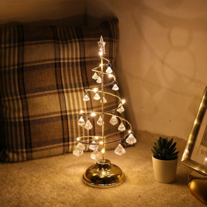 LED Weihnachtsbaum Deko – Warmweißes Licht, Kristall-Anhänger & Tischdekoration für Weihnachten