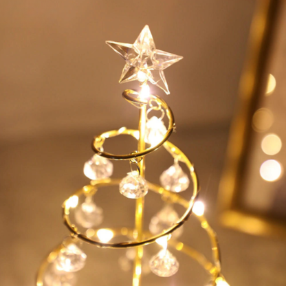 LED Weihnachtsbaum Deko – Warmweißes Licht, Kristall-Anhänger & Tischdekoration für Weihnachten