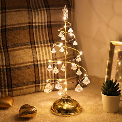 LED Weihnachtsbaum Deko – Warmweißes Licht, Kristall-Anhänger & Tischdekoration für Weihnachten
