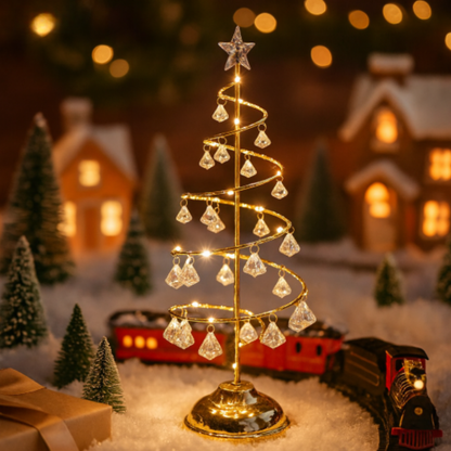 LED Weihnachtsbaum Deko – Warmweißes Licht, Kristall-Anhänger & Tischdekoration für Weihnachten
