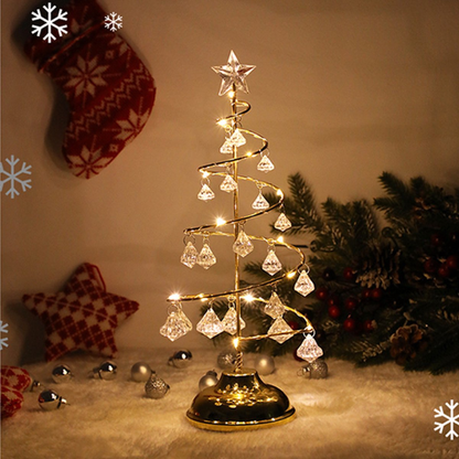 LED Weihnachtsbaum Deko – Warmweißes Licht, Kristall-Anhänger & Tischdekoration für Weihnachten
