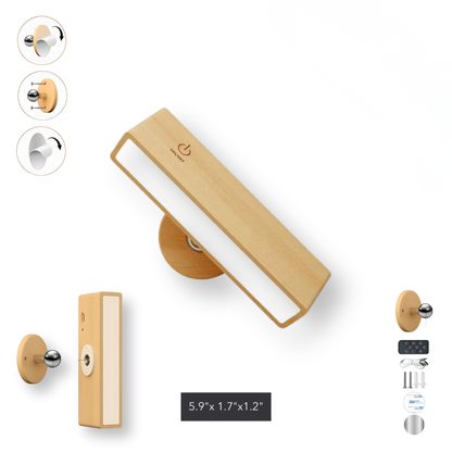 Kabellose LED Wandleuchte aus Holz – Magnetisch & USB Wiederaufladbar | Warmweiß Innenlicht