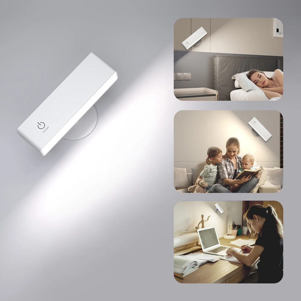Kabellose LED Wandleuchte mit Akku – 360° drehbar, magnetisch abnehmbar, warmweiß, USB aufladbar