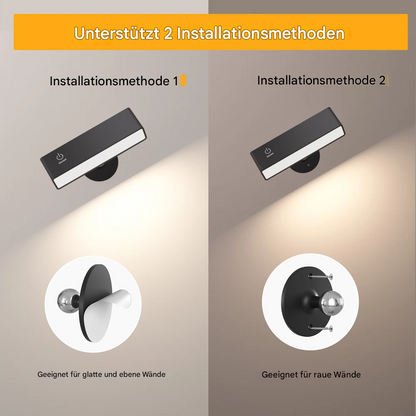 Kabellose LED Wandleuchte mit Akku – 360° drehbar, magnetisch abnehmbar, warmweiß, USB aufladbar