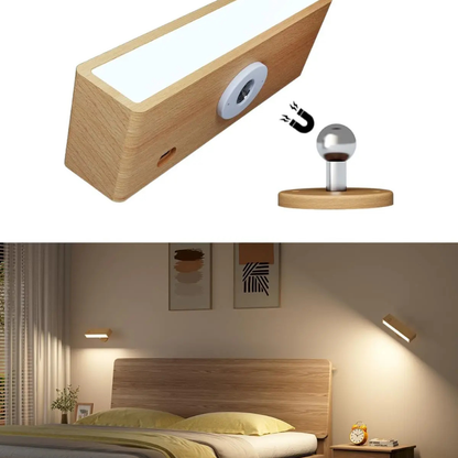 Kabellose LED Wandleuchte aus Holz – Magnetisch & USB Wiederaufladbar | Warmweiß Innenlicht