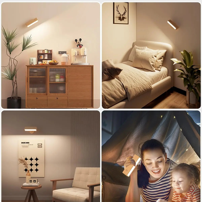 Kabellose LED Wandleuchte aus Holz – Magnetisch & USB Wiederaufladbar | Warmweiß Innenlicht
