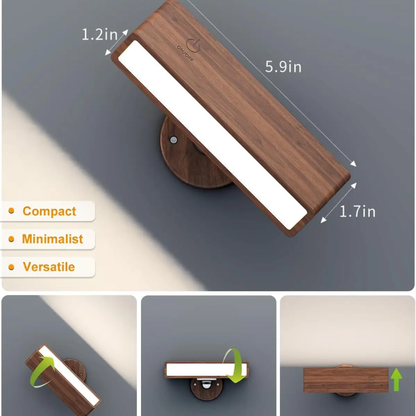 Kabellose LED Wandleuchte aus Holz – Magnetisch & USB Wiederaufladbar | Warmweiß Innenlicht