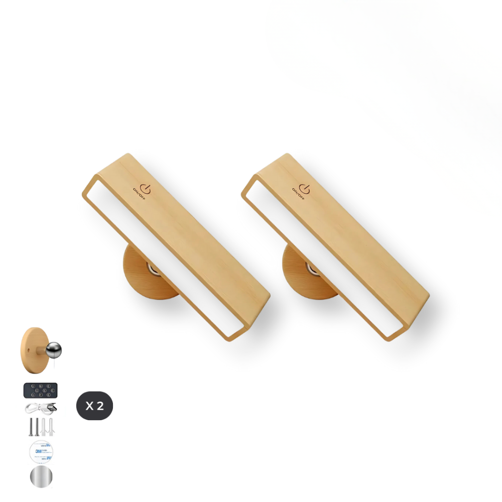 Kabellose LED Wandleuchte aus Holz – Magnetisch & USB Wiederaufladbar | Warmweiß Innenlicht