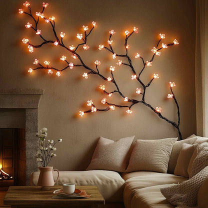 LED Kirschblüten Lichterkette für Wanddeko – Warmweiß – Romantische LED Beleuchtung für Schlafzimmer & Wohnzimmer