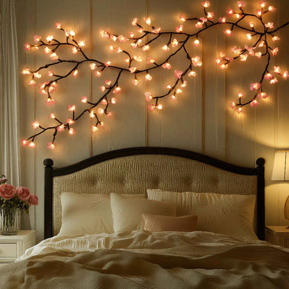 LED Kirschblüten Lichterkette für Wanddeko – Warmweiß – Romantische LED Beleuchtung für Schlafzimmer & Wohnzimmer
