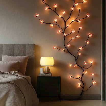 LED Kirschblüten Lichterkette für Wanddeko – Warmweiß – Romantische LED Beleuchtung für Schlafzimmer & Wohnzimmer