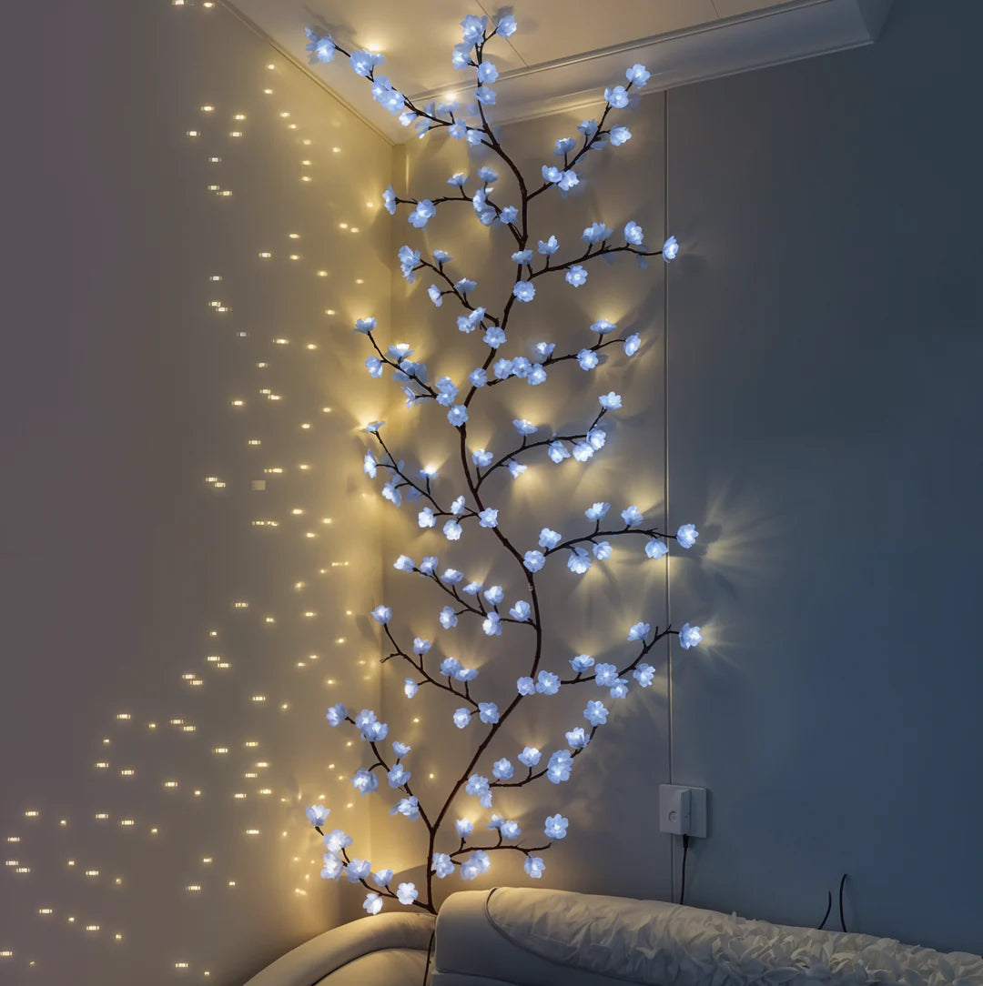 LED Kirschblüten Lichterkette für Wanddeko – Warmweiß – Romantische LED Beleuchtung für Schlafzimmer & Wohnzimmer